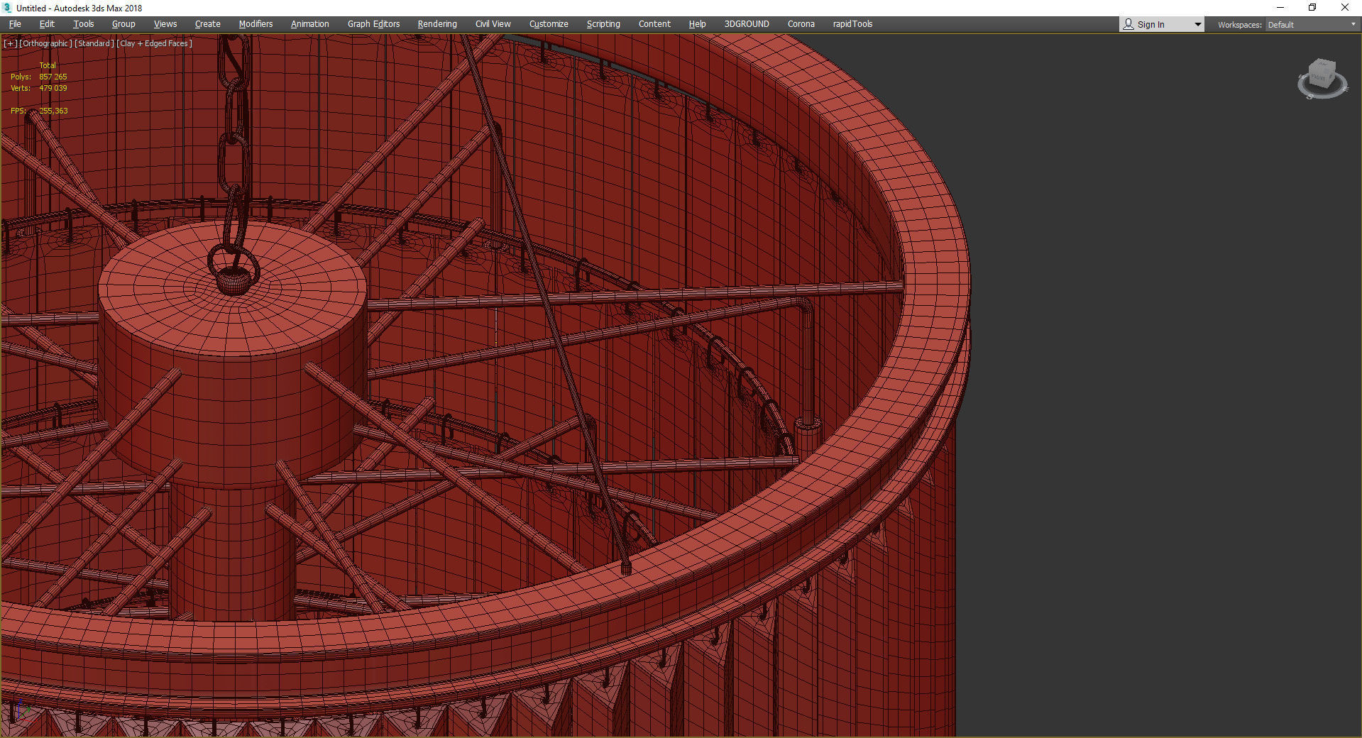 RH Odeon Chandelier Five Gold 80 Low-poly 3D model_4