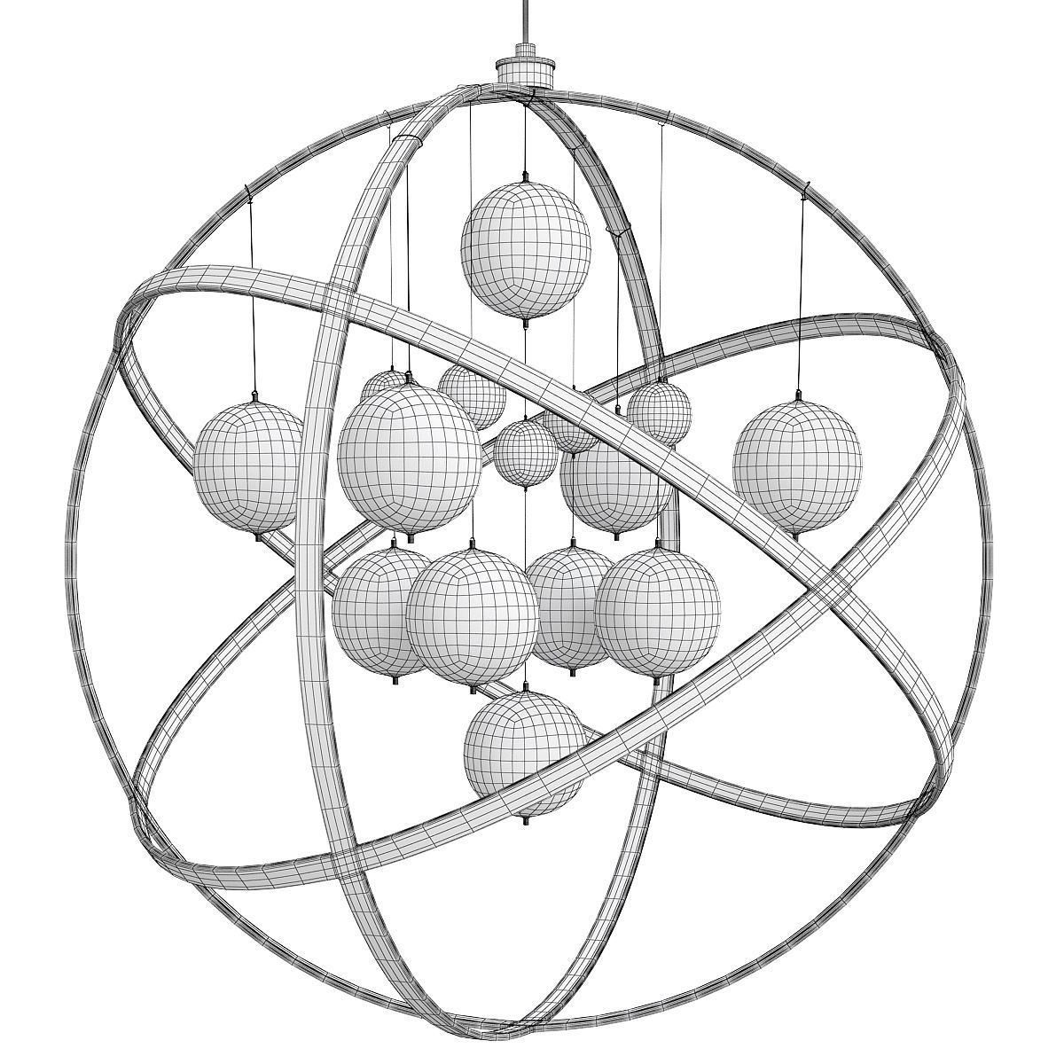  Atomic nucleus Chandelier Low-poly 3D model_1