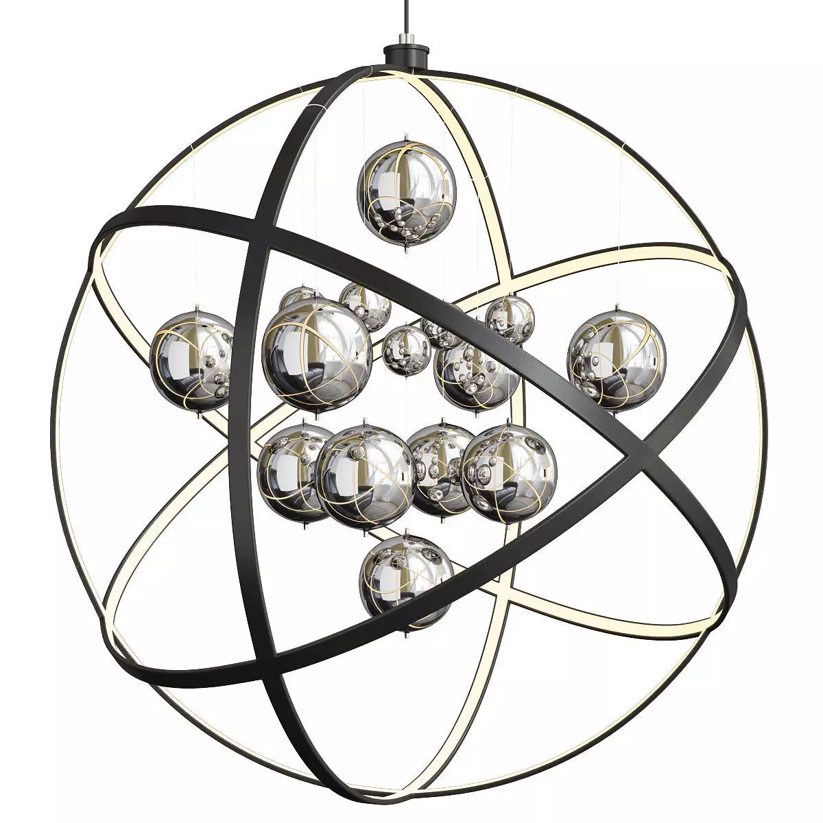  Atomic nucleus Chandelier Low-poly 3D model_0