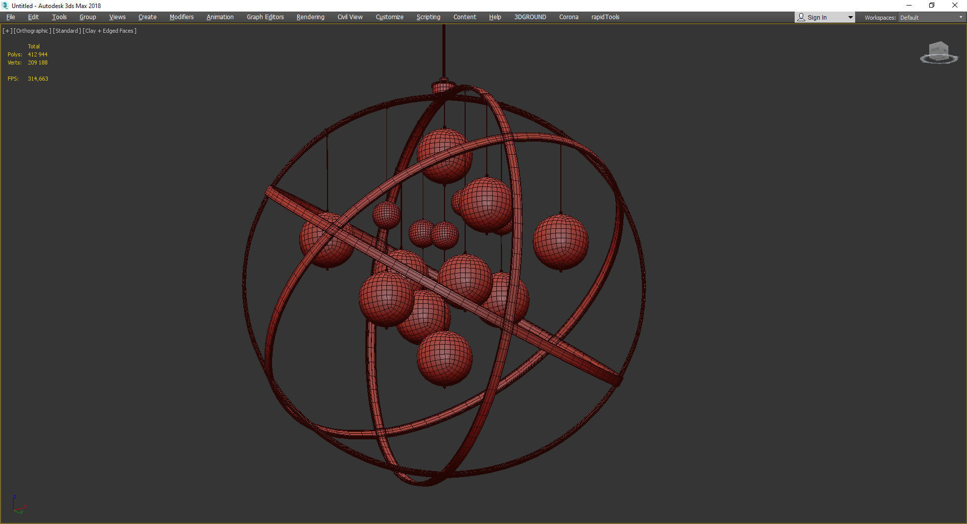 Atomic nucleus Chandelier Low-poly 3D model_3