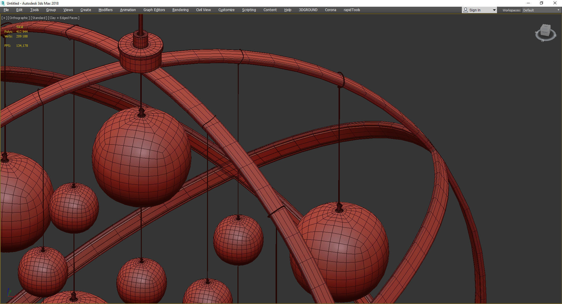  Atomic nucleus Chandelier Low-poly 3D model_4