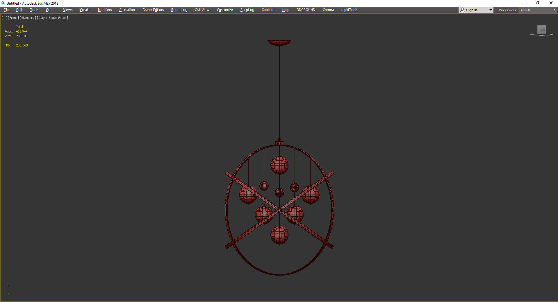  Atomic nucleus Chandelier Low-poly 3D model_2