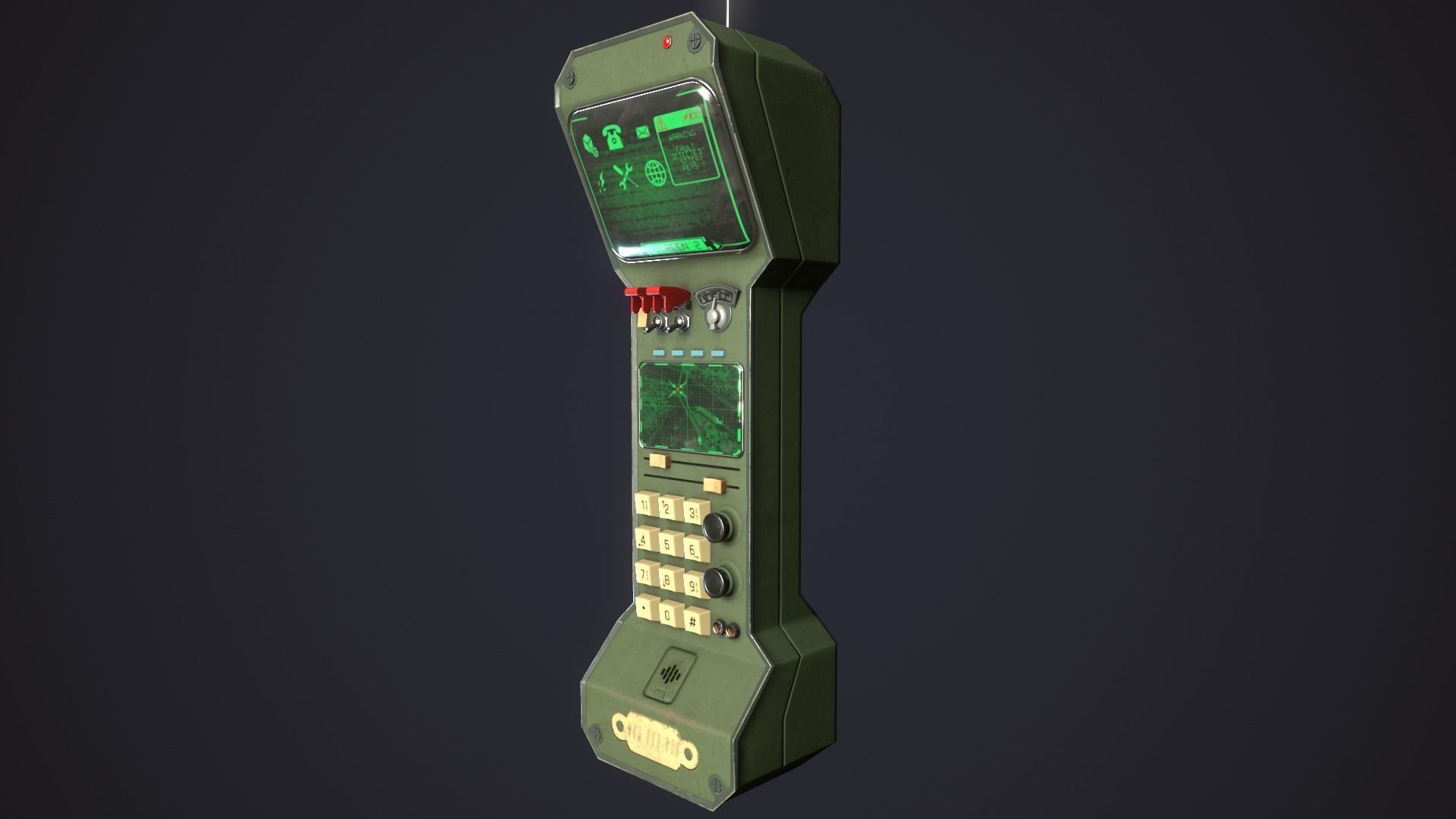 Styled retro fallout phone AAA  Low-poly 3D model_5