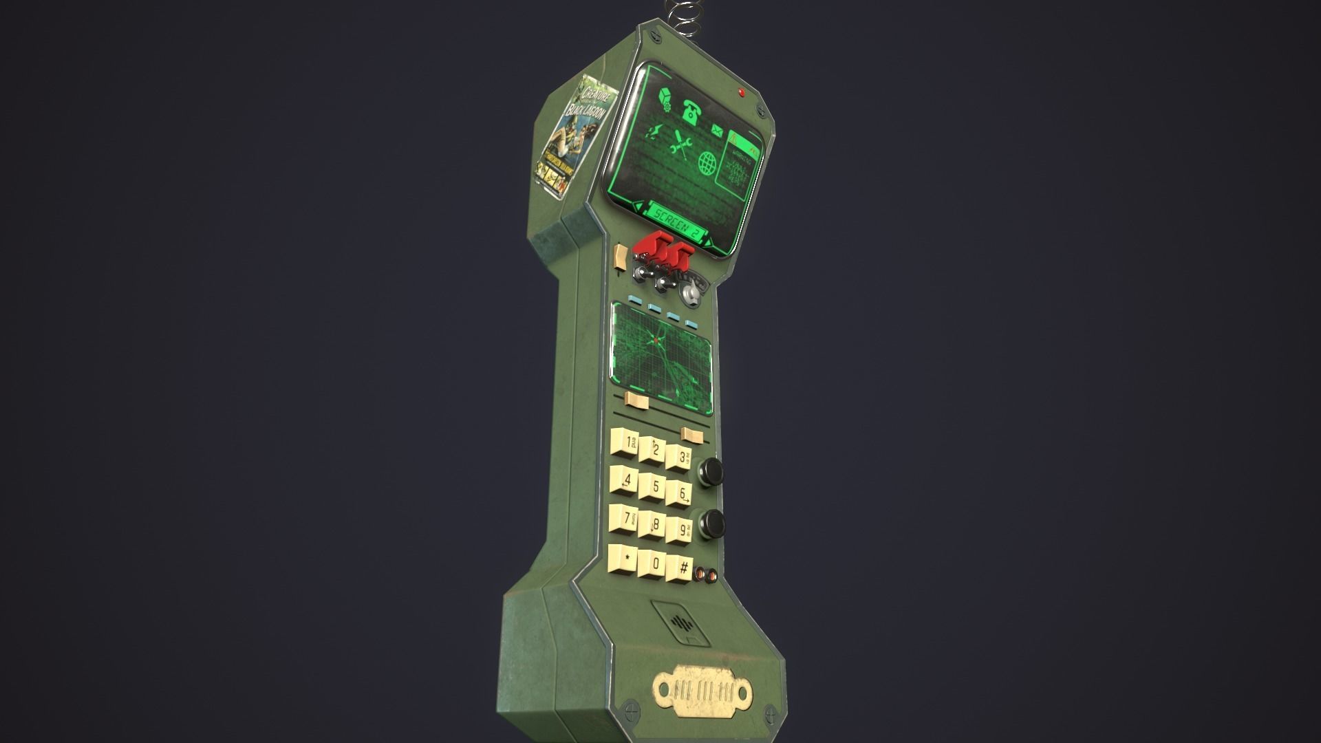 Styled retro fallout phone AAA  Low-poly 3D model_7