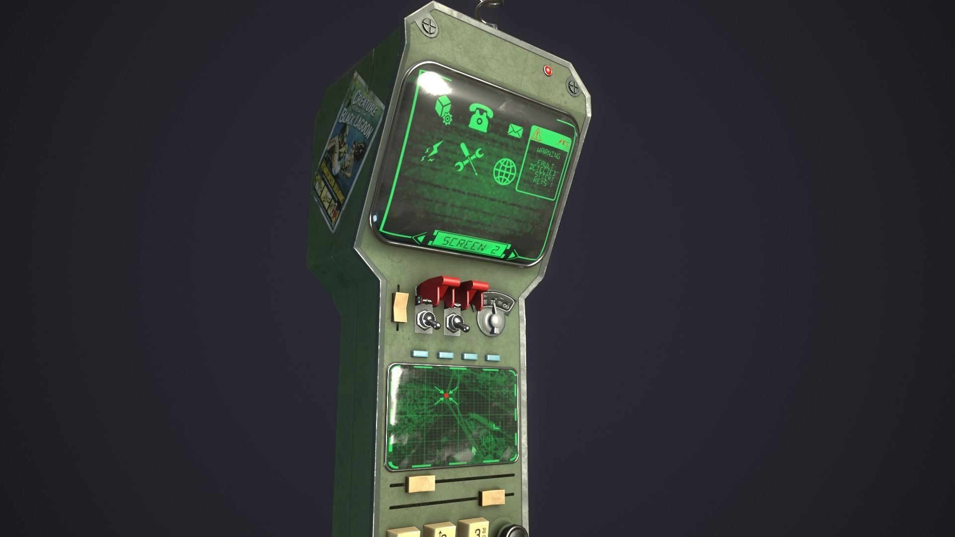 Styled retro fallout phone AAA  Low-poly 3D model_9