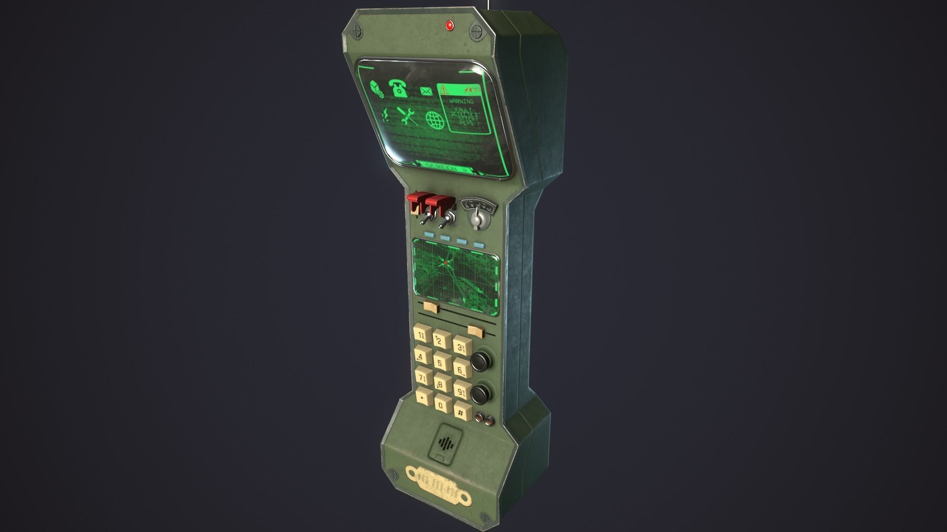 Styled retro fallout phone AAA  Low-poly 3D model_13