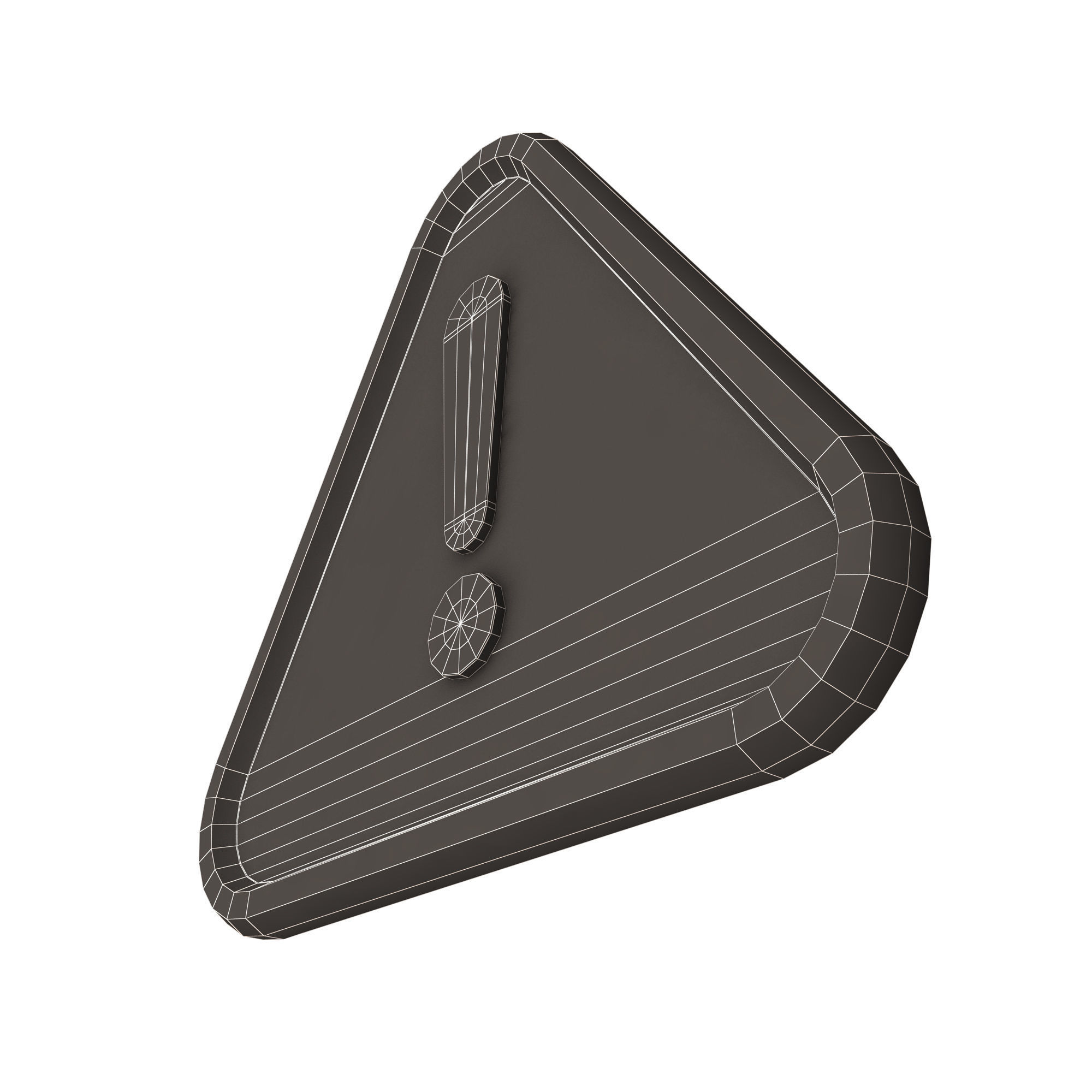 Red Warning Attention Sign Low-poly 3D model_16