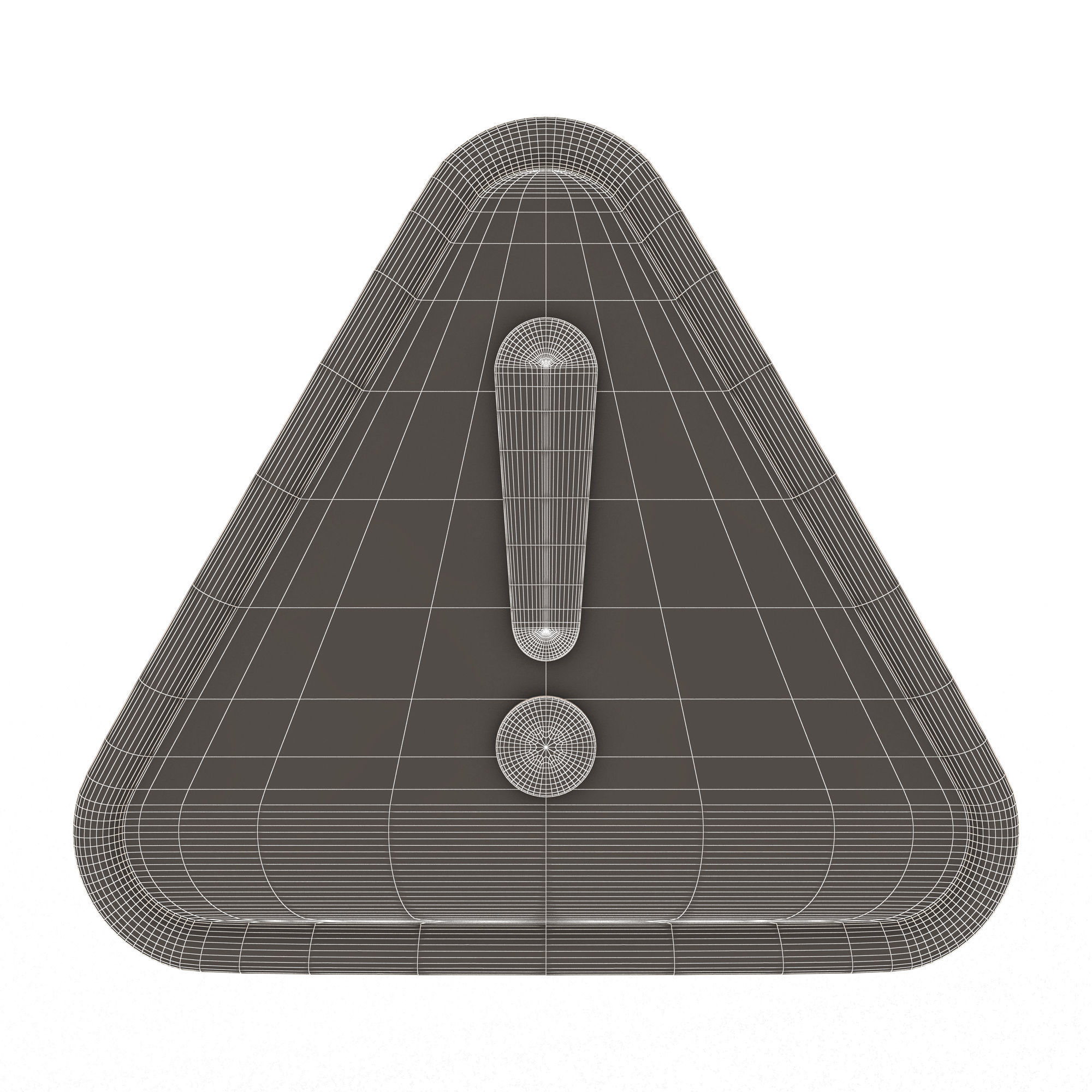 Red Warning Attention Sign Low-poly 3D model_6