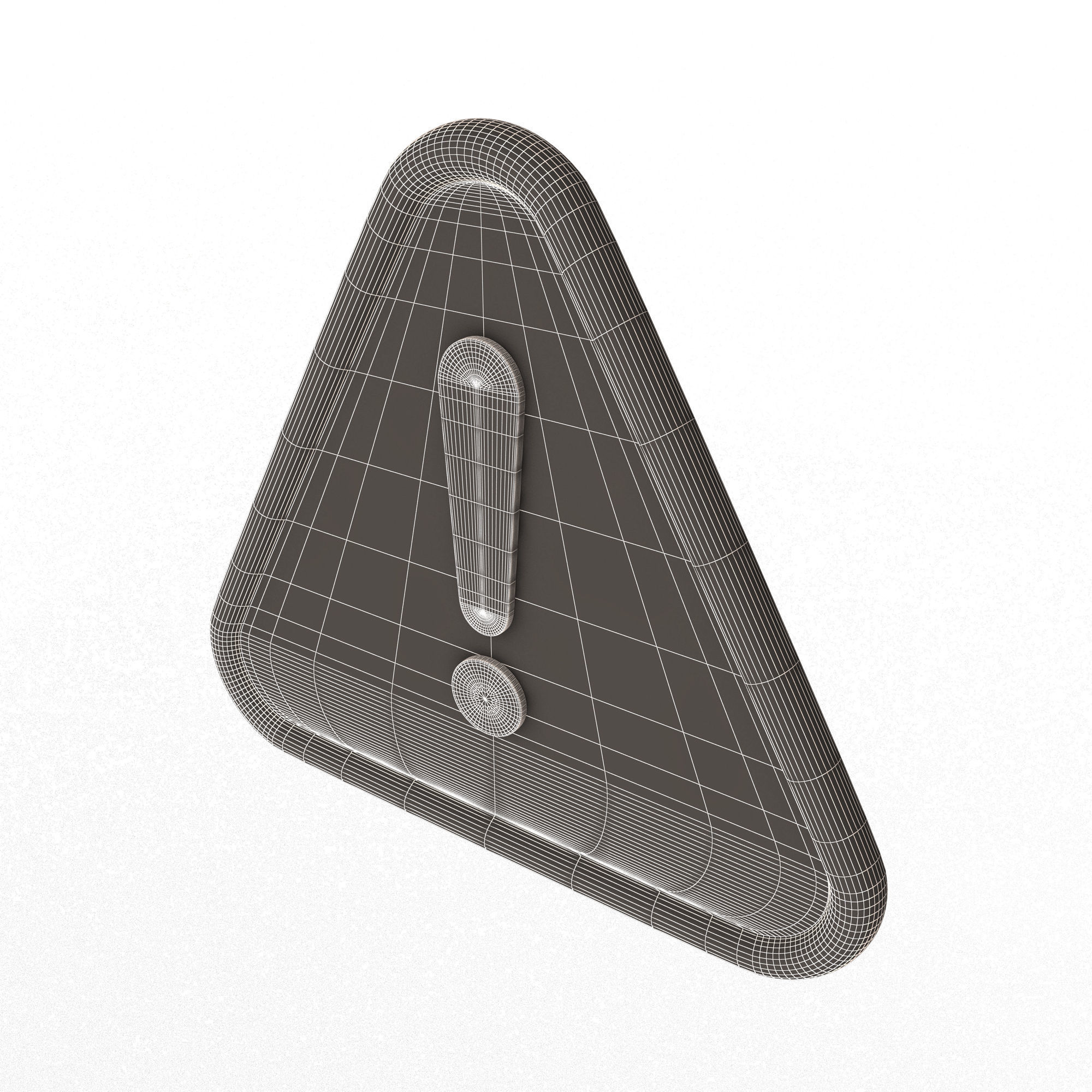 Red Warning Attention Sign Low-poly 3D model_8