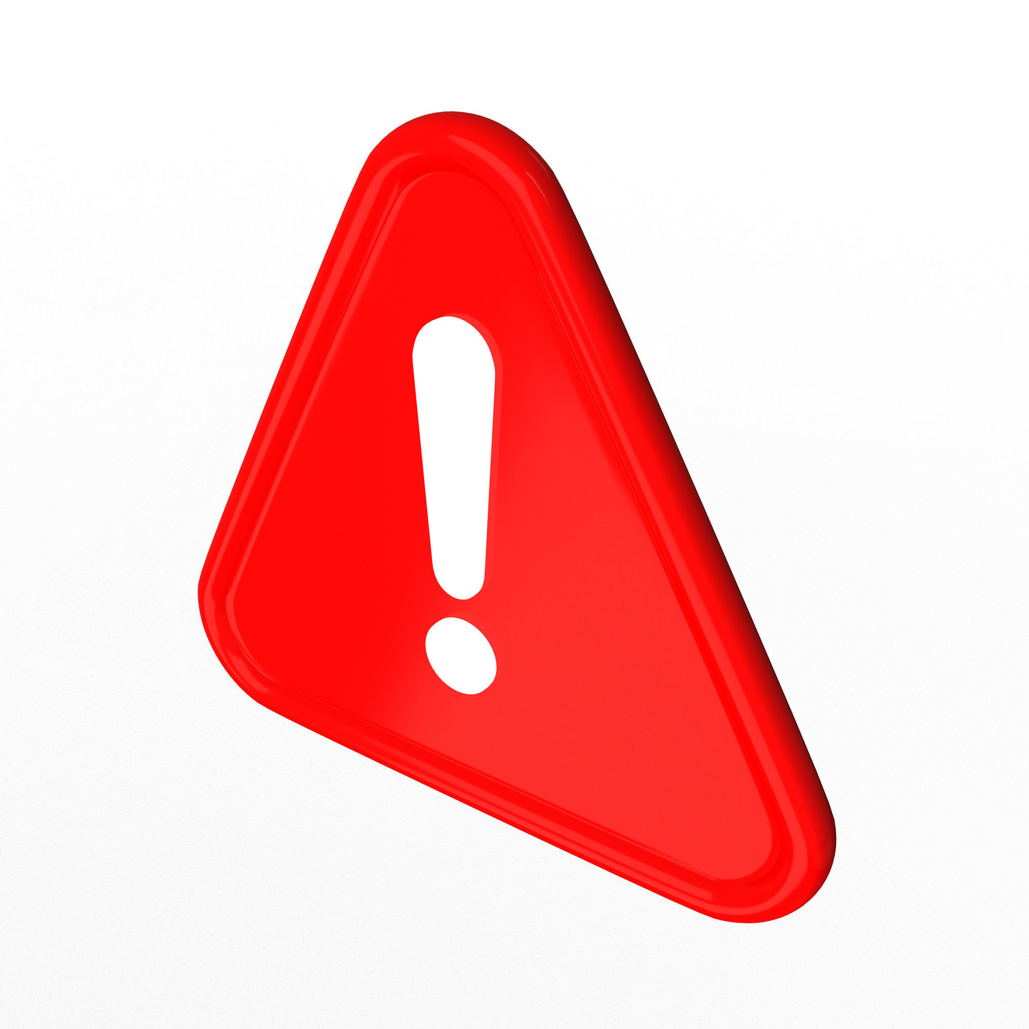 Red Warning Attention Sign Low-poly 3D model_2