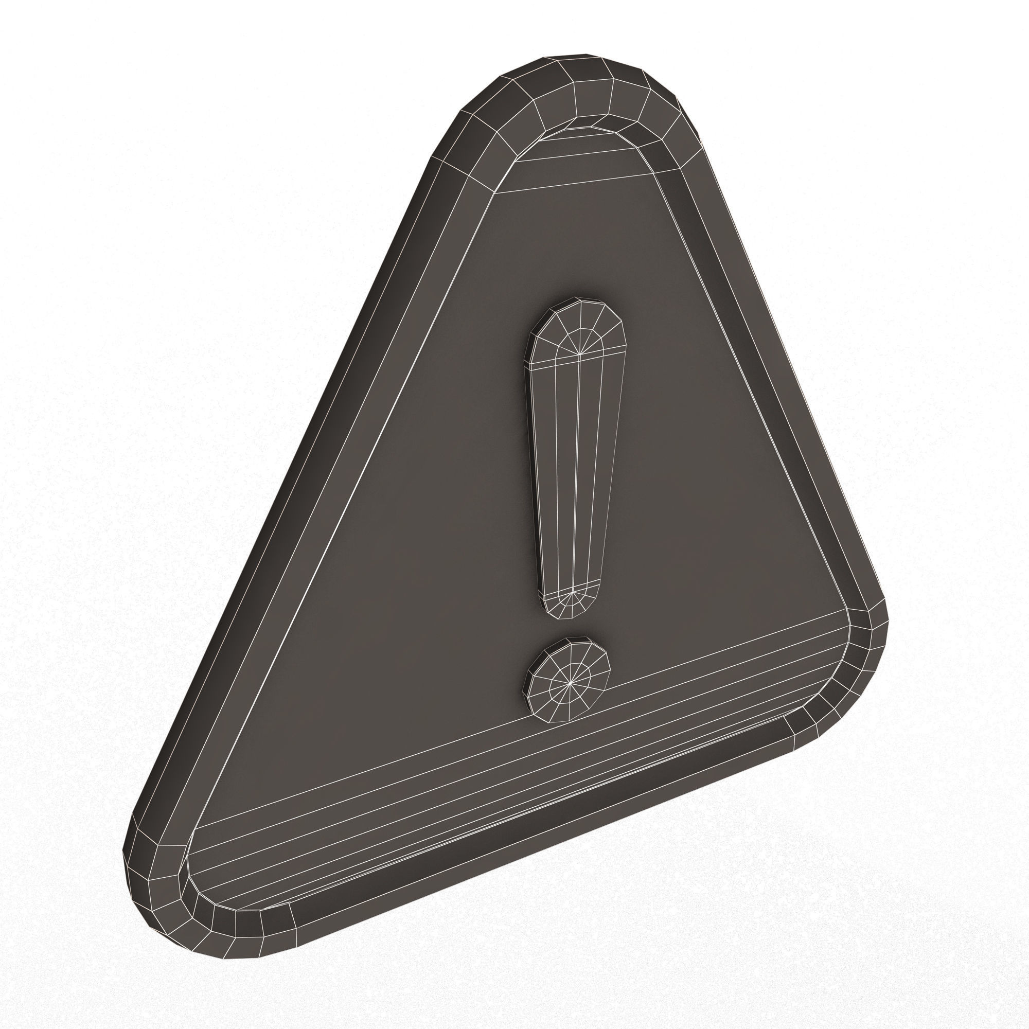 Red Warning Attention Sign Low-poly 3D model_13