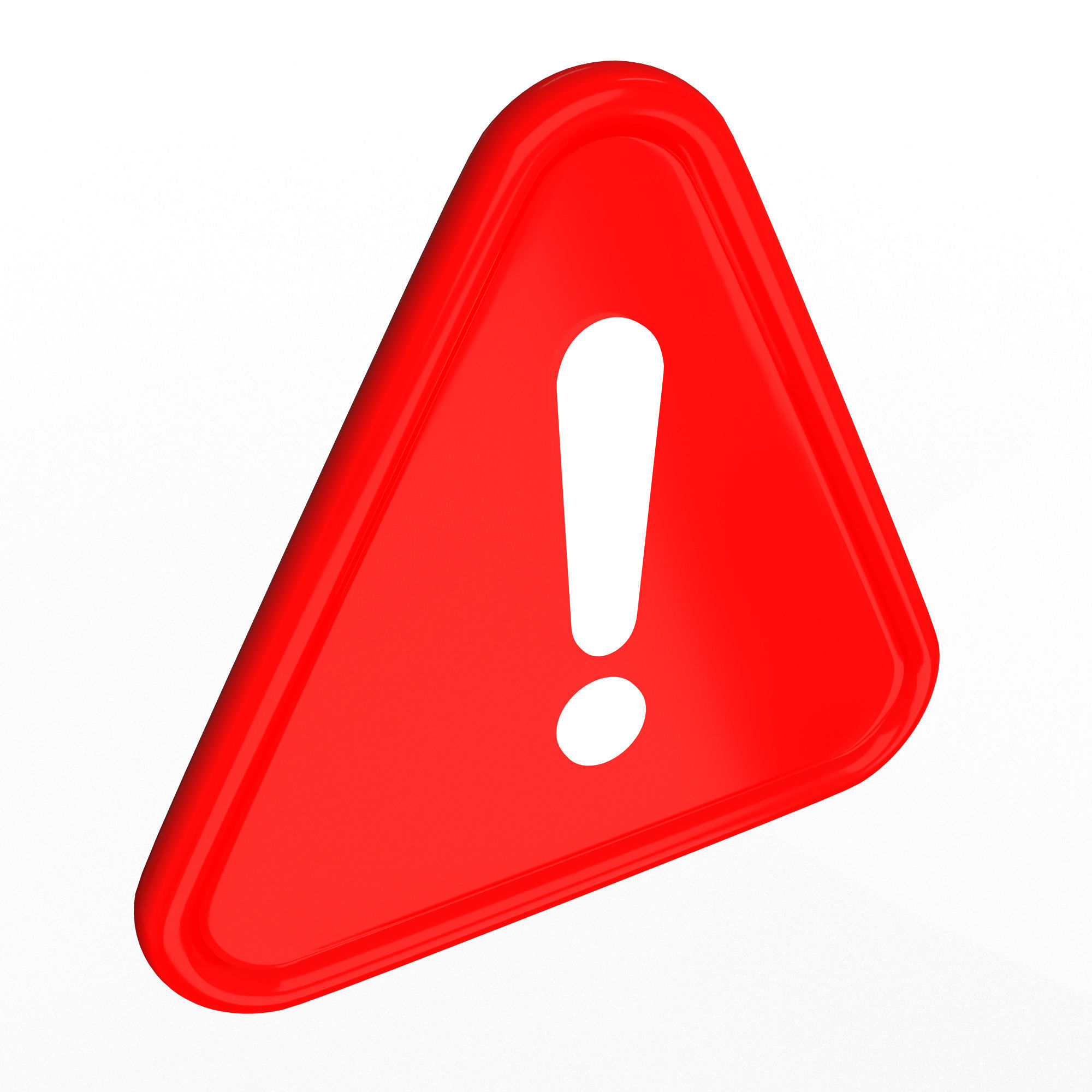 Red Warning Attention Sign Low-poly 3D model_1