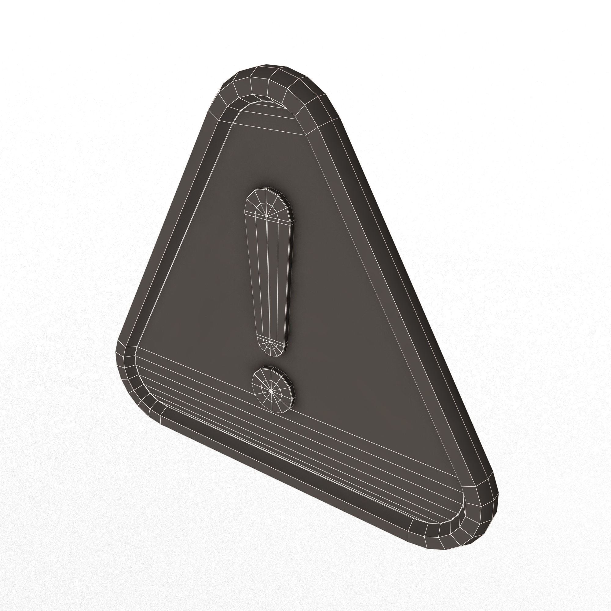 Red Warning Attention Sign Low-poly 3D model_14
