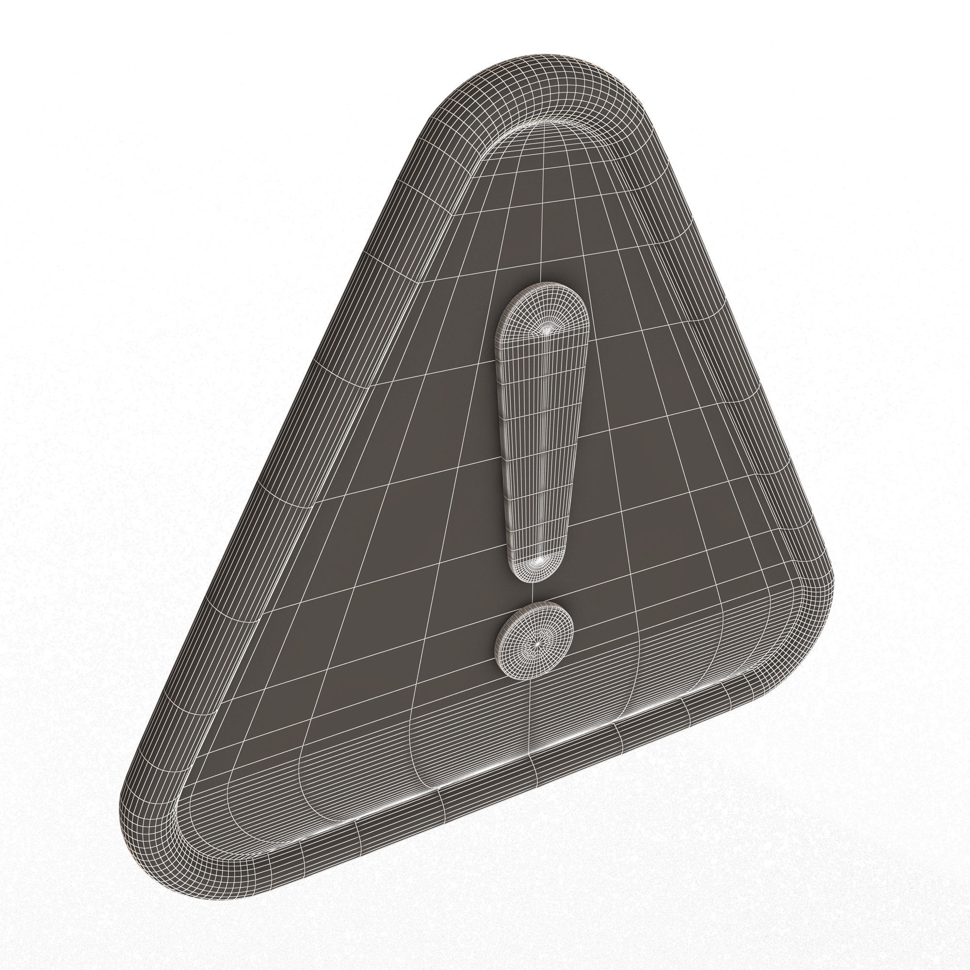 Red Warning Attention Sign Low-poly 3D model_7