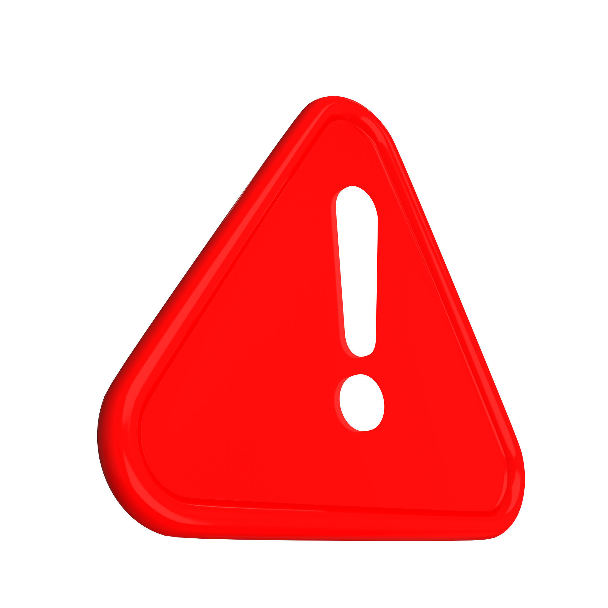 Red Warning Attention Sign Low-poly 3D model_3