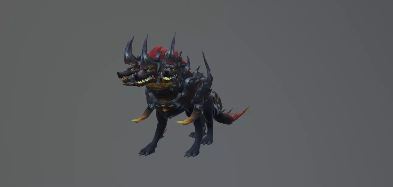 Three Head Hell Wolf Low-poly 3D model_0