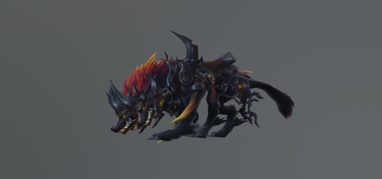 Three Head Hell Wolf Low-poly 3D model_4