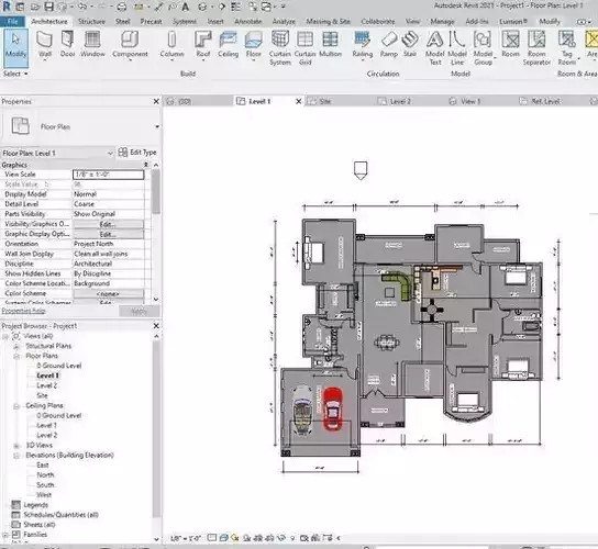 2D House Plan dwg 3D model