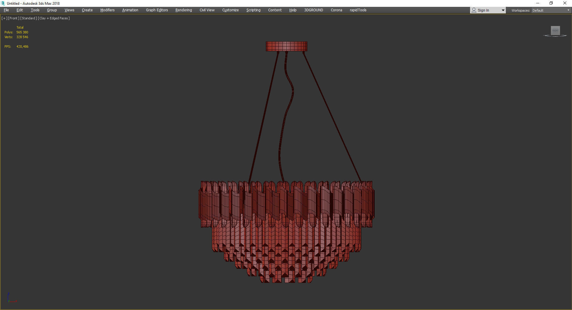 Hohensalzburg gold crystal chandelier Low-poly 3D model_2