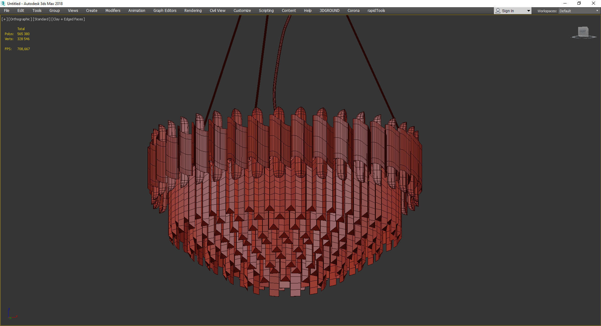 Hohensalzburg gold crystal chandelier Low-poly 3D model_3