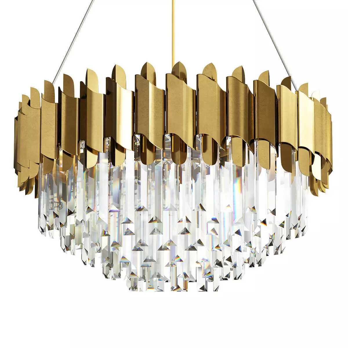 Hohensalzburg gold crystal chandelier Low-poly 3D model_0