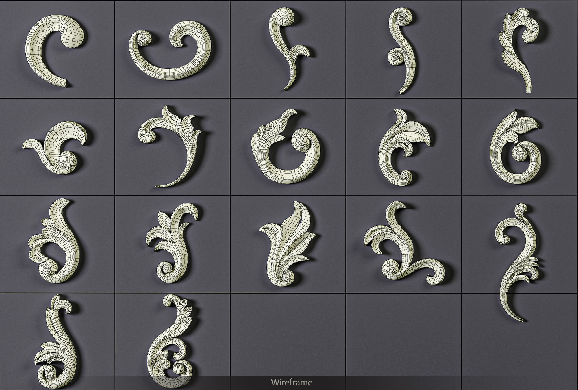 160 Ornament Brushes 4K Alphas and 3D Models- VOL 03 3D model_22