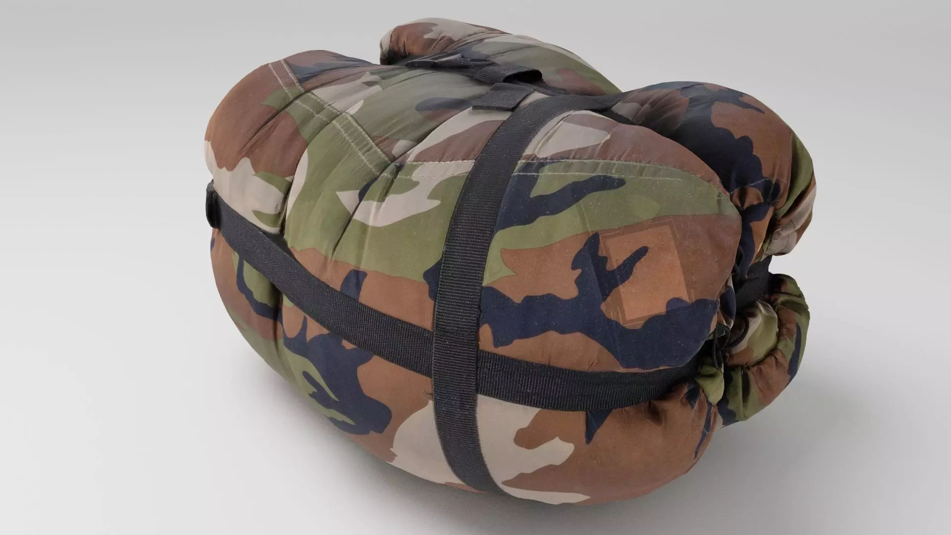 Military sleeping bag in roll rolled tactical outdoor camping 3D model