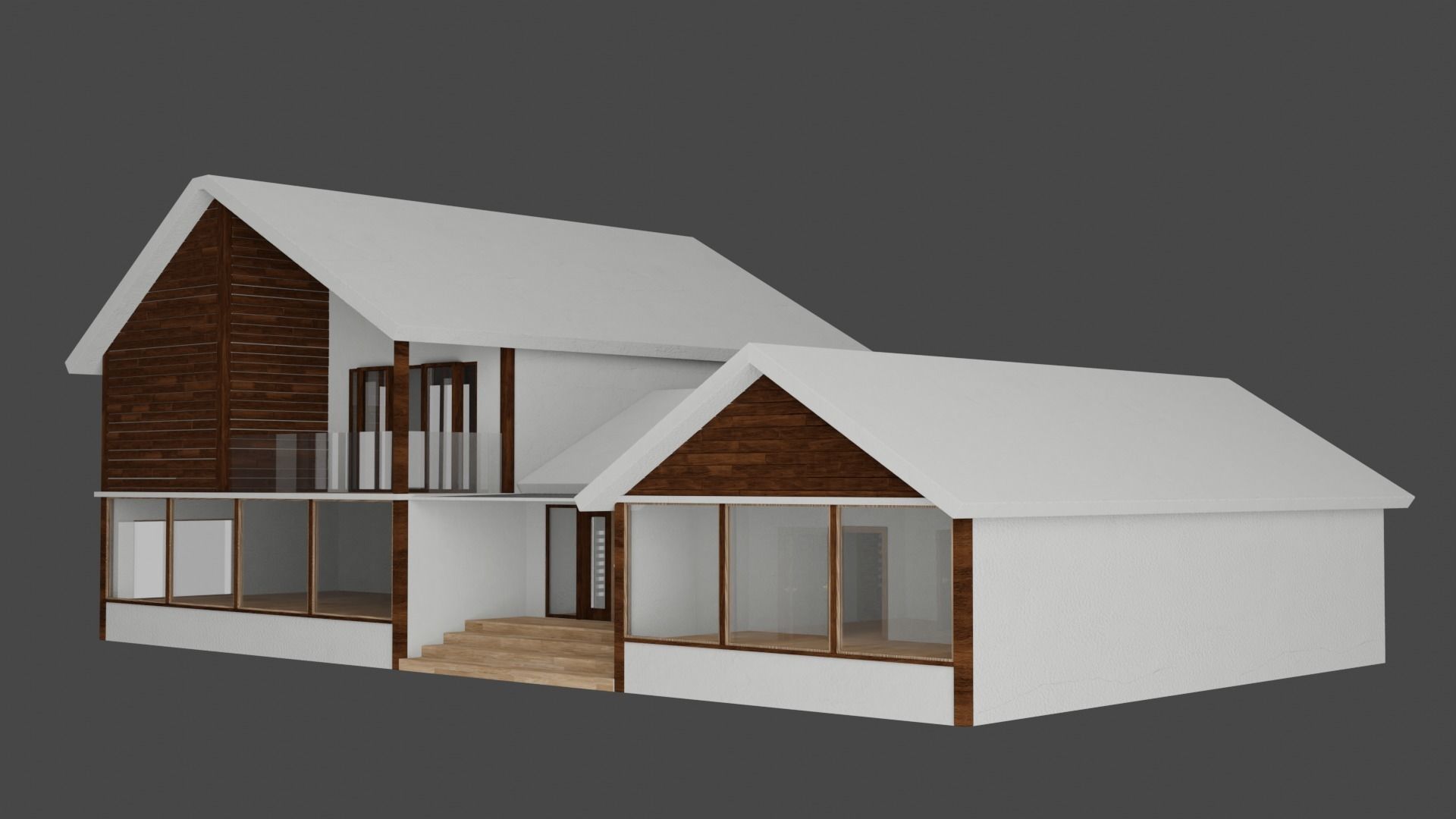 Modern House Low-poly 3D model_2