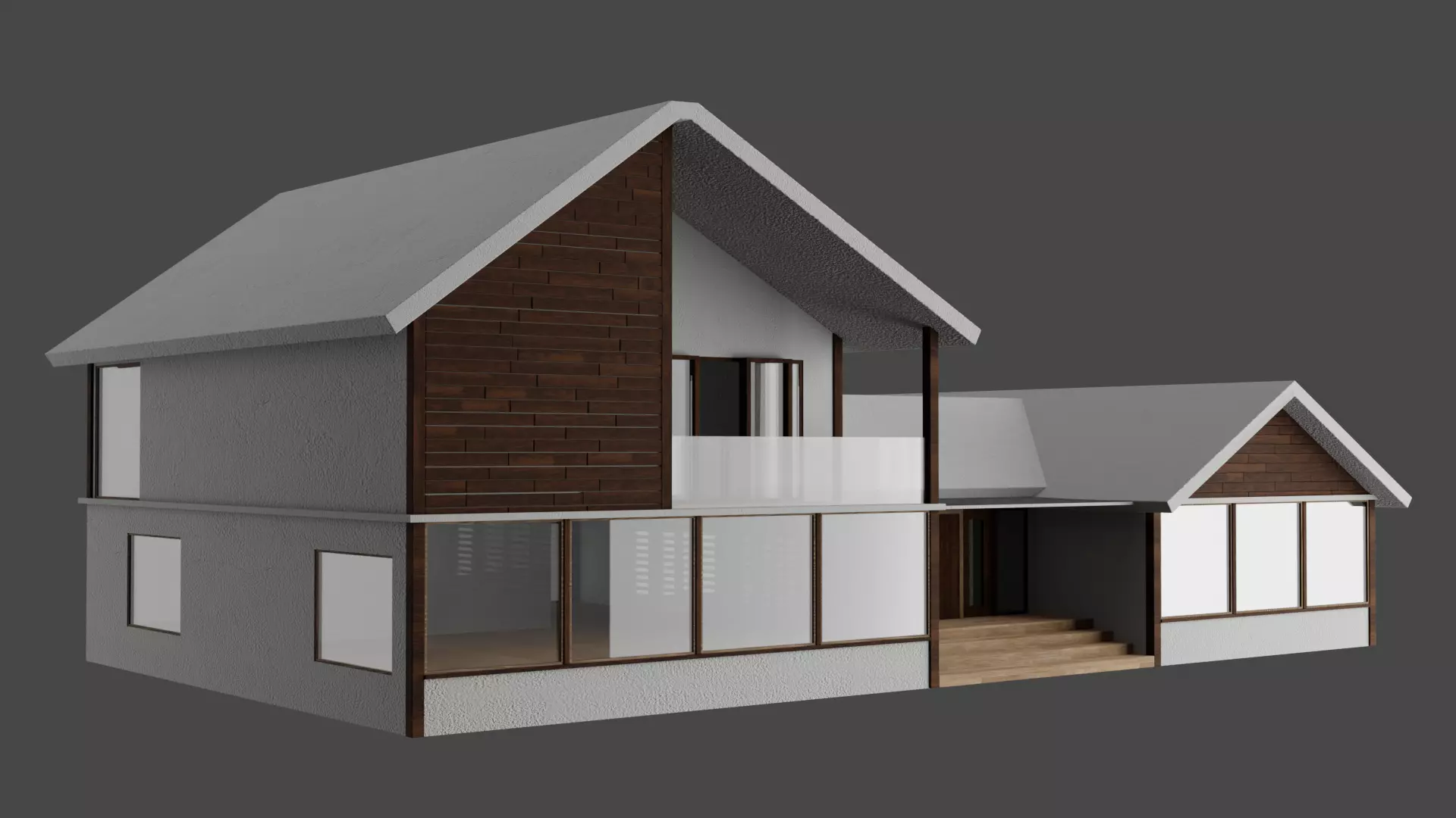 Modern House Low-poly 3D model_0