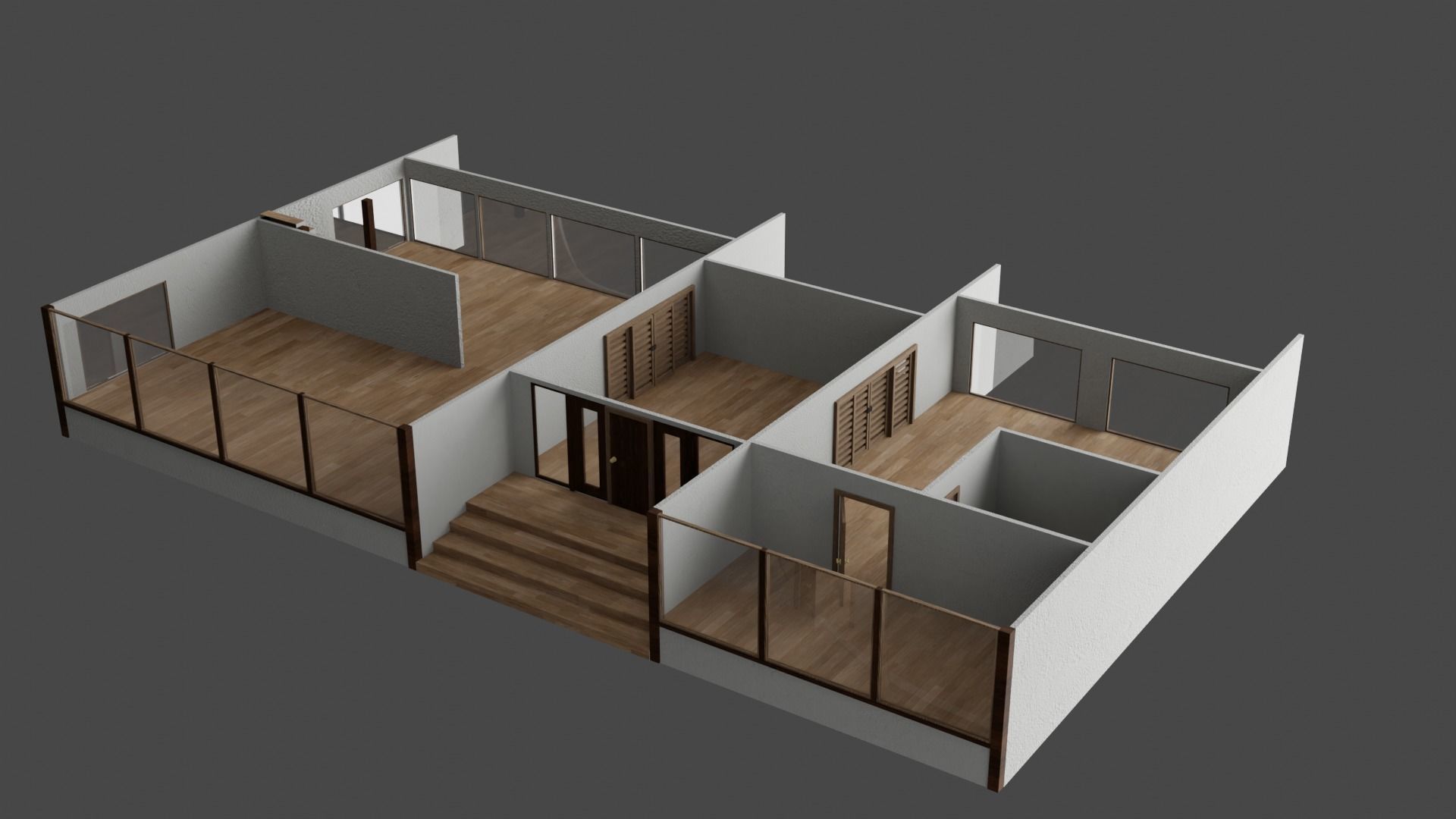 Modern House Low-poly 3D model_5