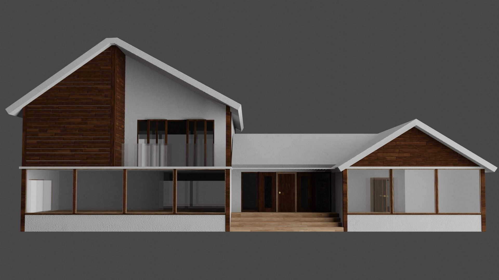 Modern House Low-poly 3D model_1