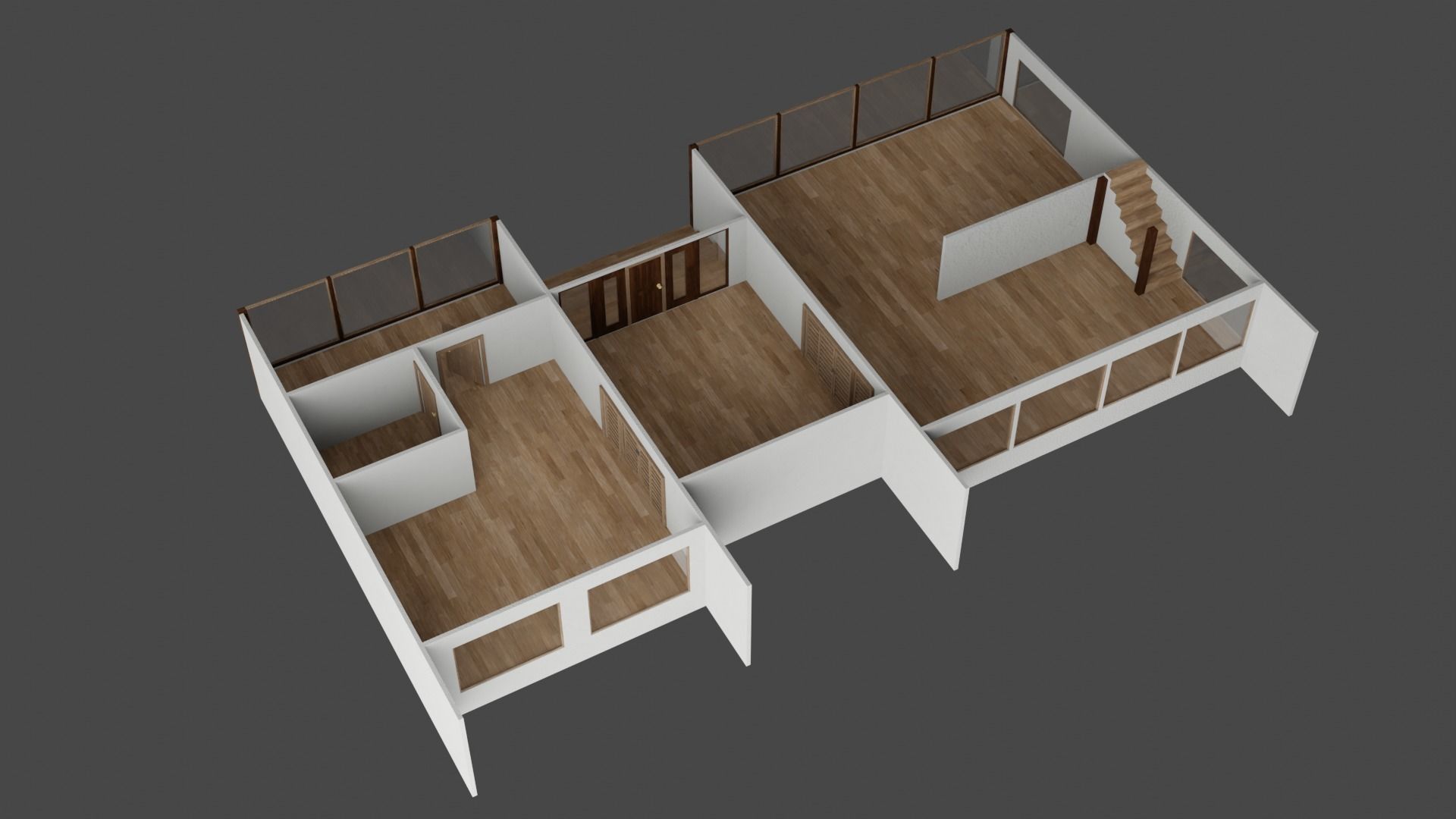 Modern House Low-poly 3D model_6