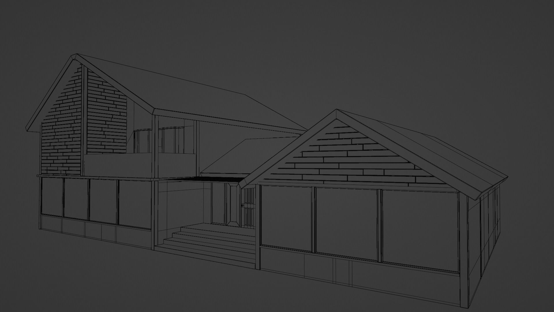 Modern House Low-poly 3D model_9