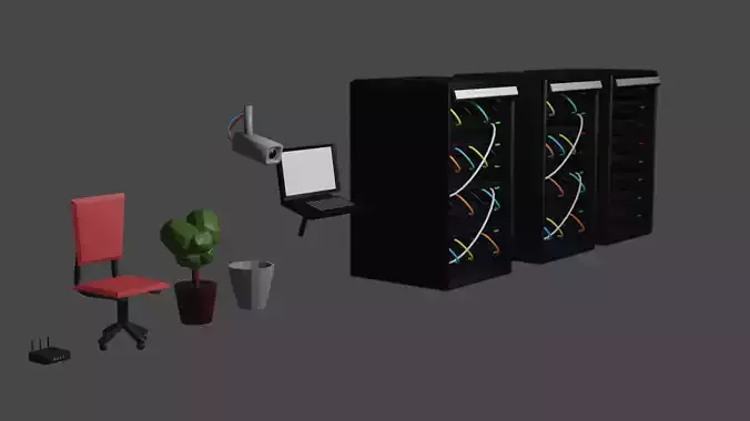 Server Room Pack Low-poly 3D model