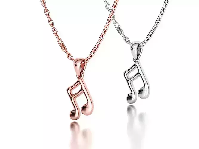 Music Note Pendant 17mm Music Necklace 3dprint model 3D print model