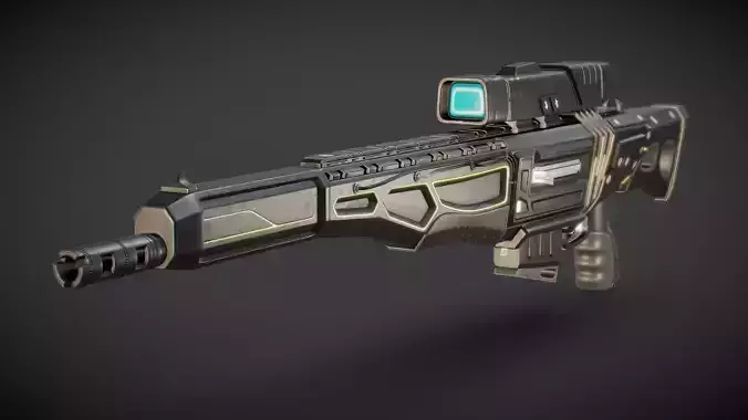 PBR game ready sci fi sniper rifle package  Low-poly 3D model