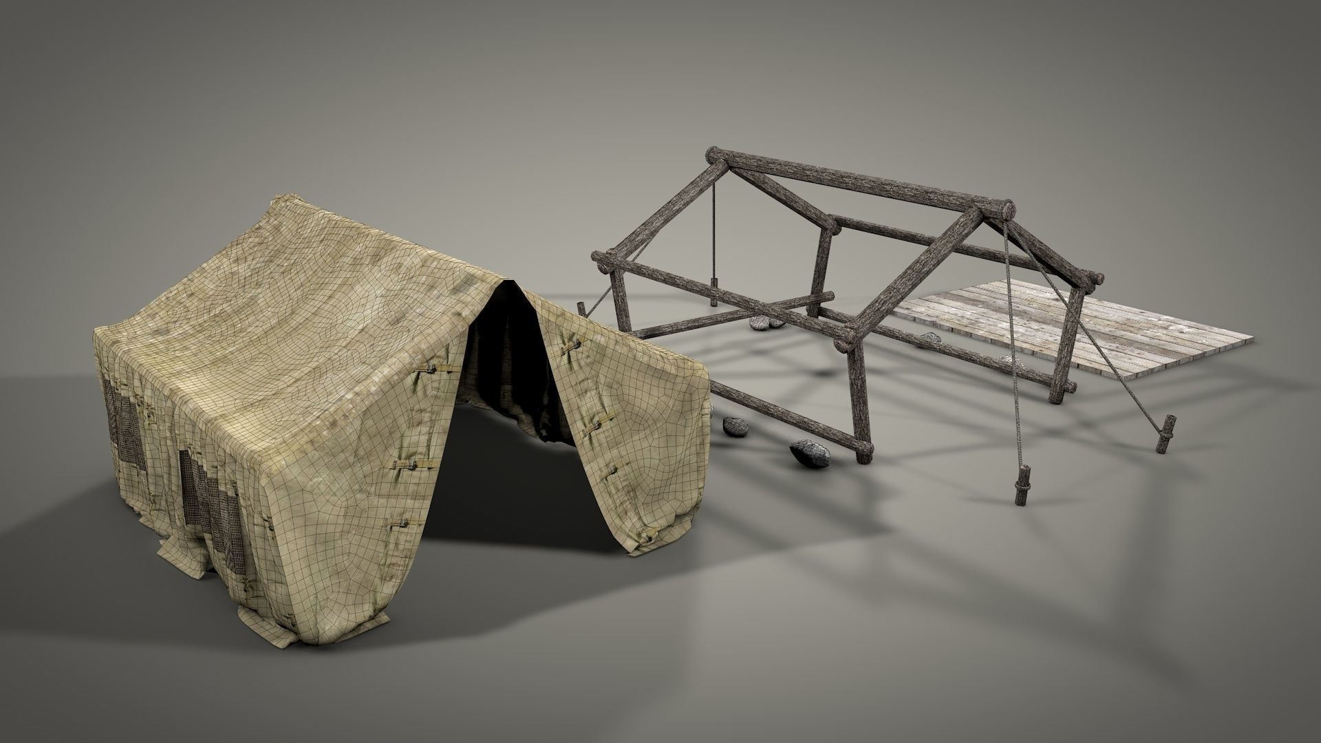 Survival Camping Gear Set 3D model_7