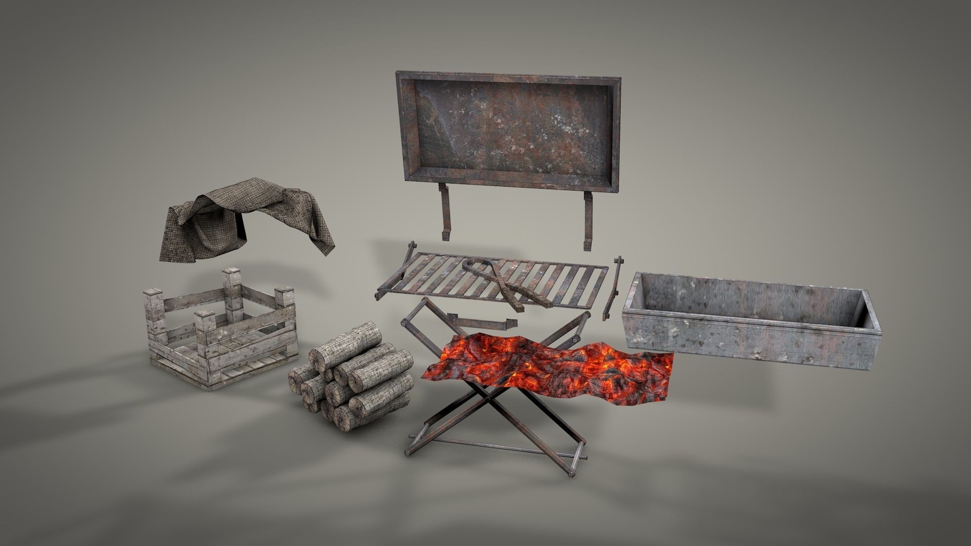 Survival Camping Gear Set 3D model_28