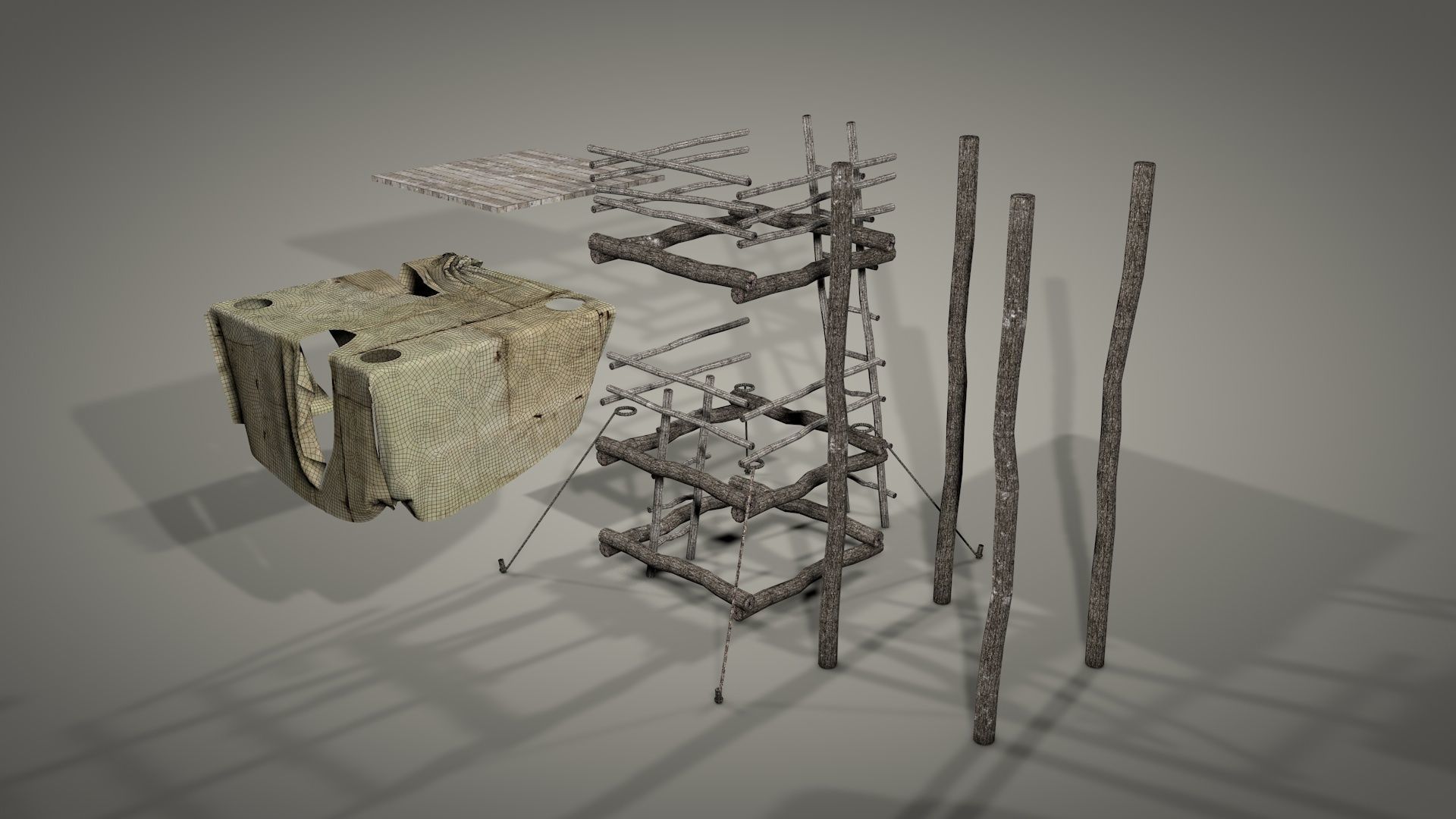 Survival Camping Gear Set 3D model_16