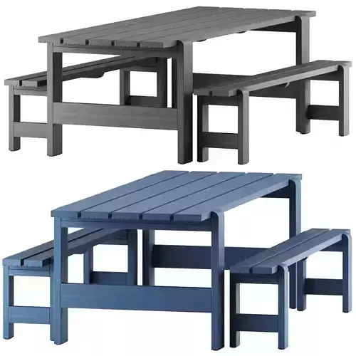 Weekday Table L230 and Bench L190 by Hay