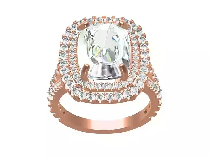 Cushion Shape Double Halo Engagement Ring