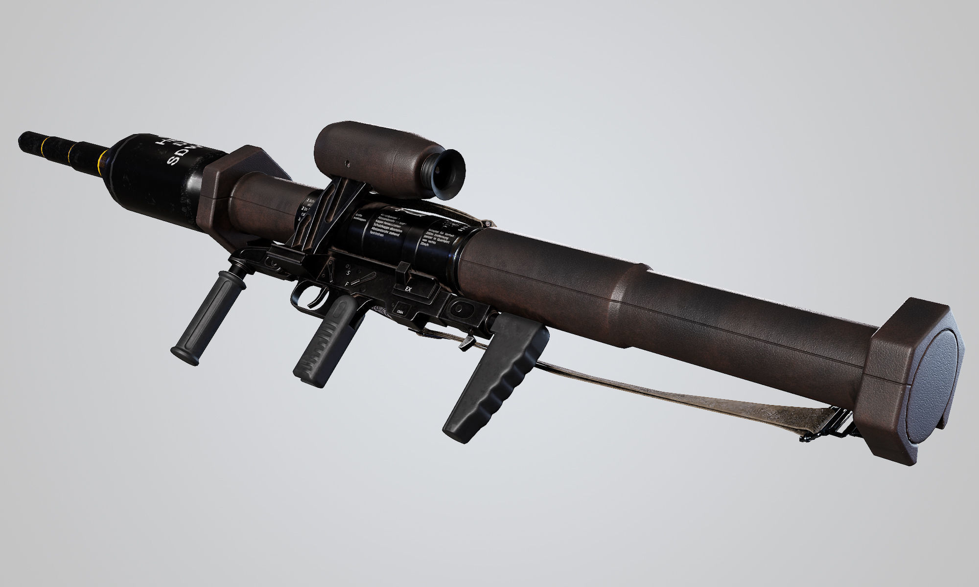 Pnzerfaust 3 rocket launcher game ready asset Low-poly 3D model_9