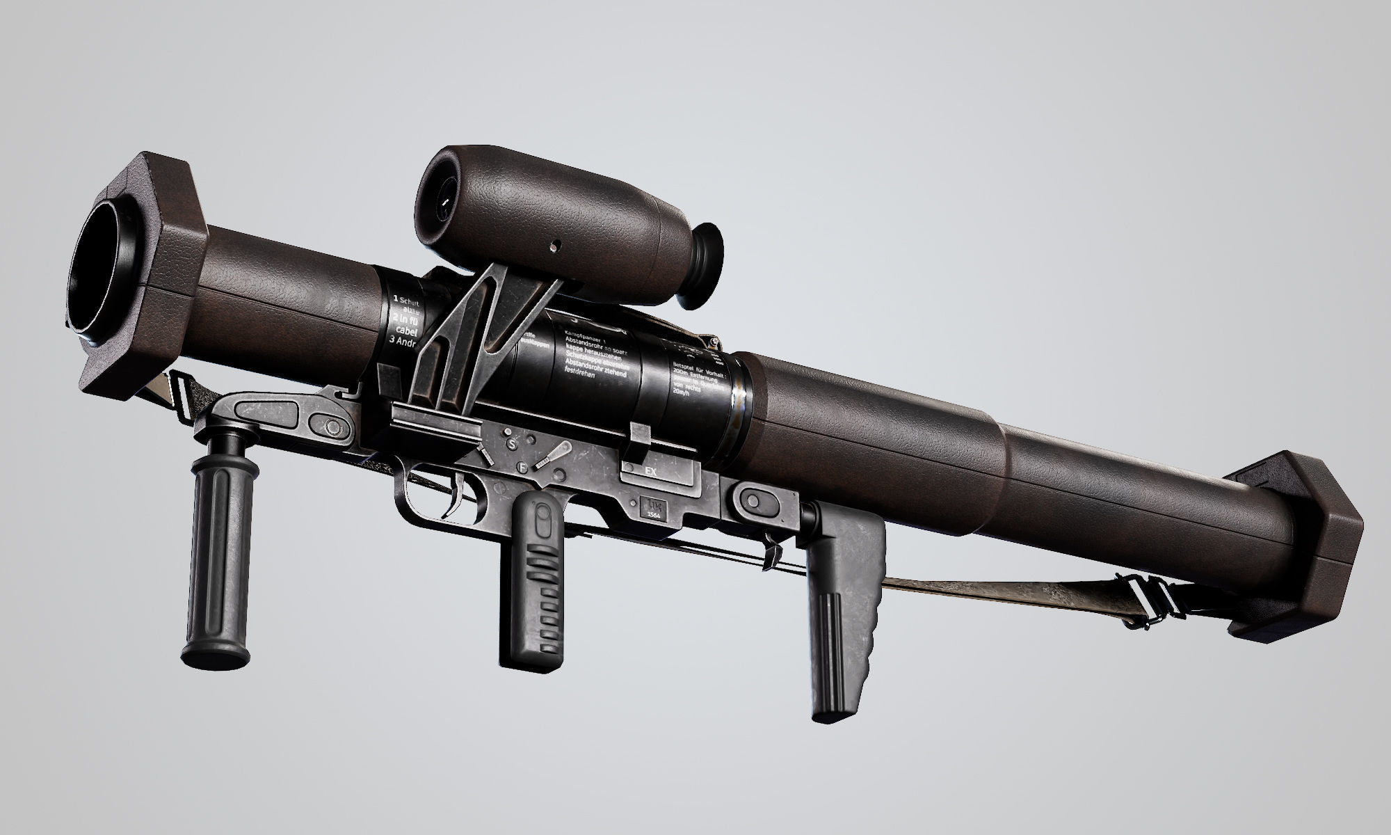 Pnzerfaust 3 rocket launcher game ready asset Low-poly 3D model_7