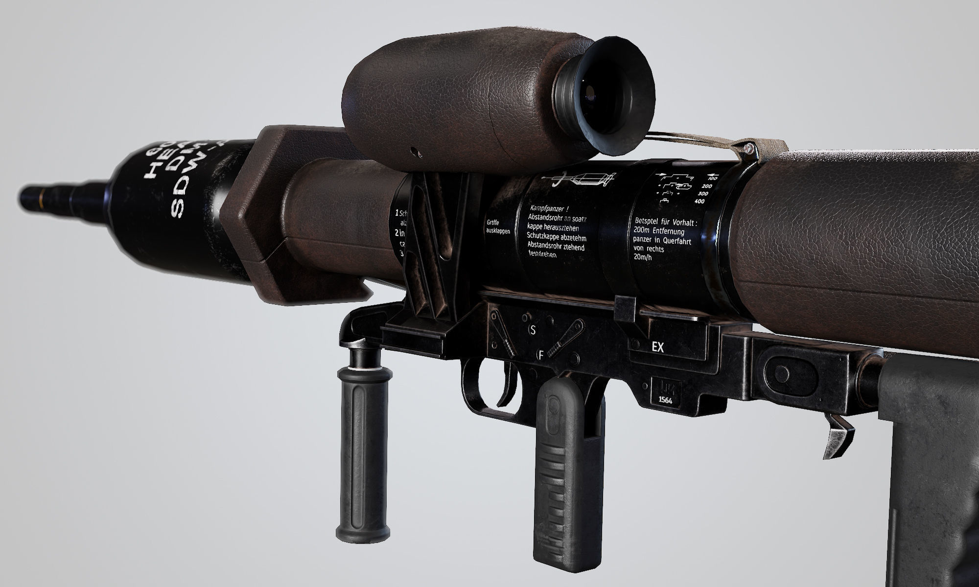 Pnzerfaust 3 rocket launcher game ready asset Low-poly 3D model_4