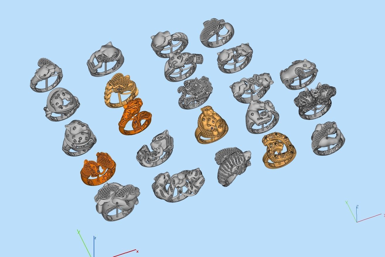 Collection 3d Ring Jewellery Jaguar and Leopard  3D print model_49