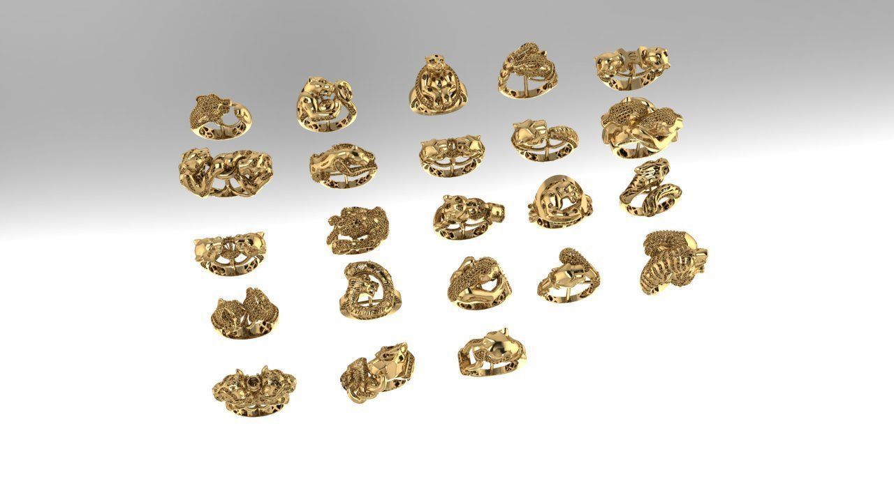 Collection 3d Ring Jewellery Jaguar and Leopard  3D print model_1