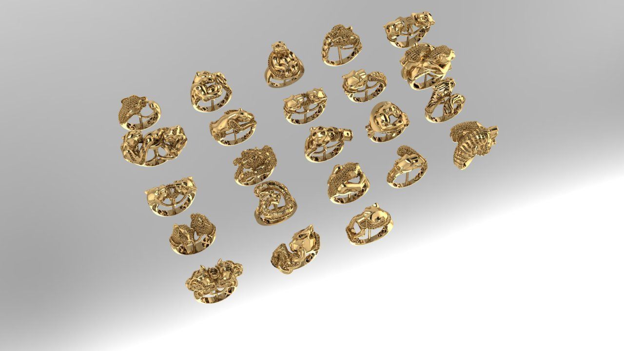 Collection 3d Ring Jewellery Jaguar and Leopard  3D print model_2