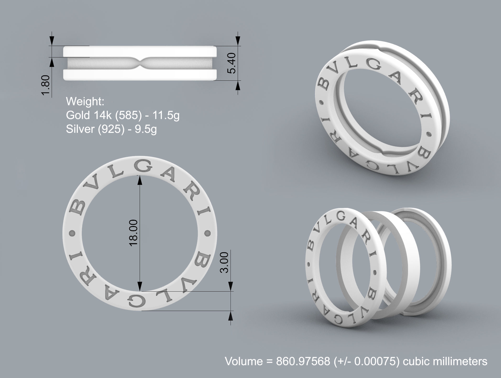 3d model ring Bulgari Zero1 3D print model_2