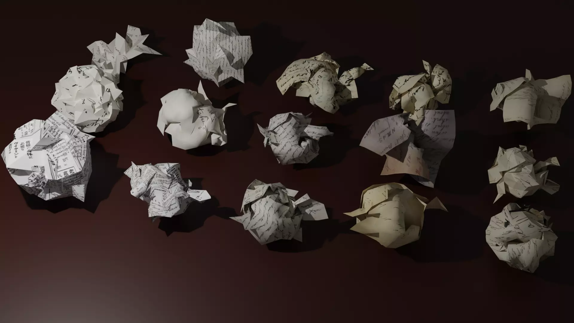 15 Crumpled Paper Ball 3D model_0