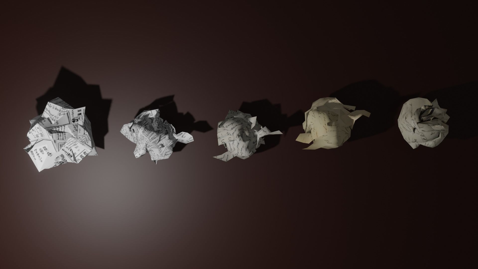 15 Crumpled Paper Ball 3D model_4